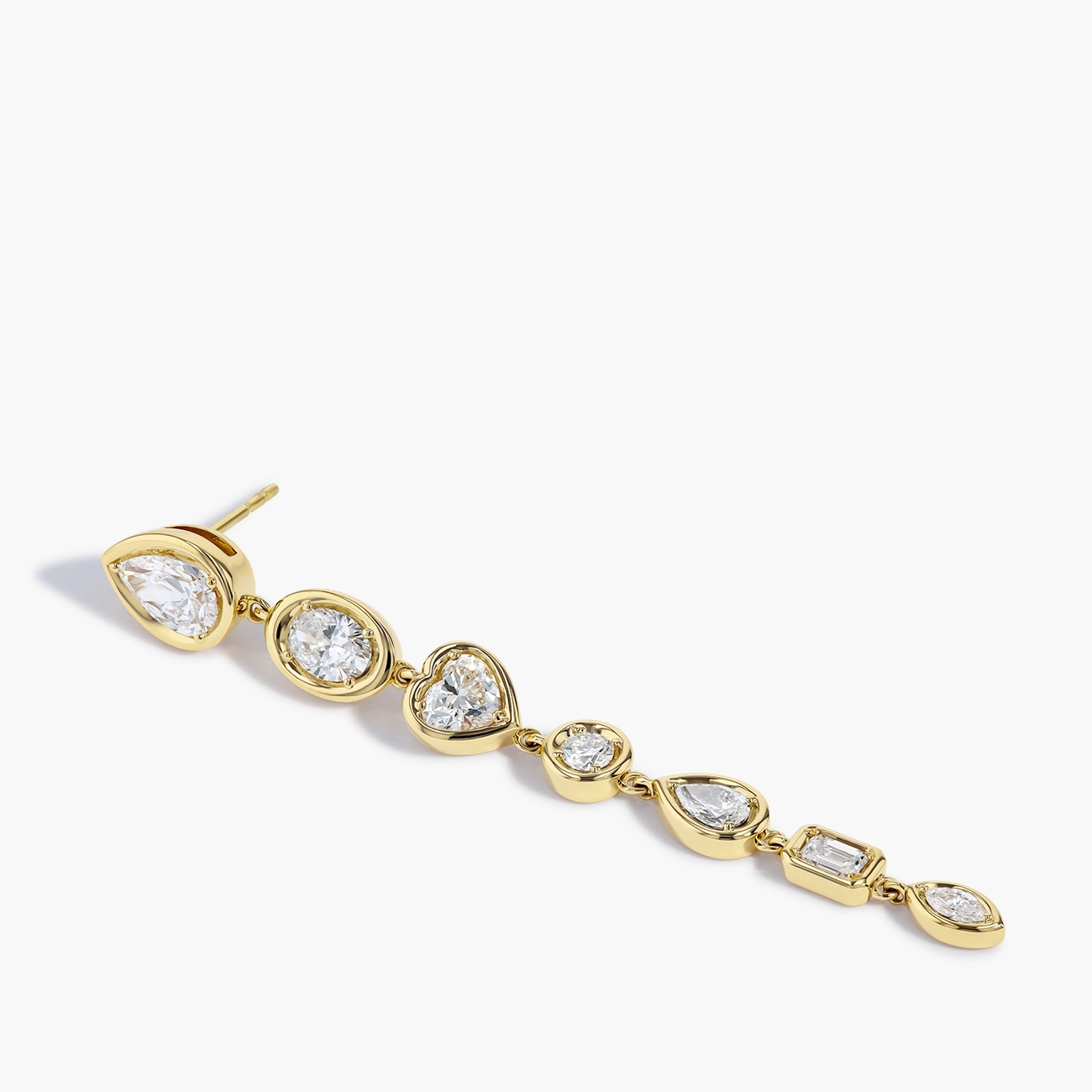 3.55 Carat Multi Cut Diamond Earrings in 18K Yellow Gold, side view