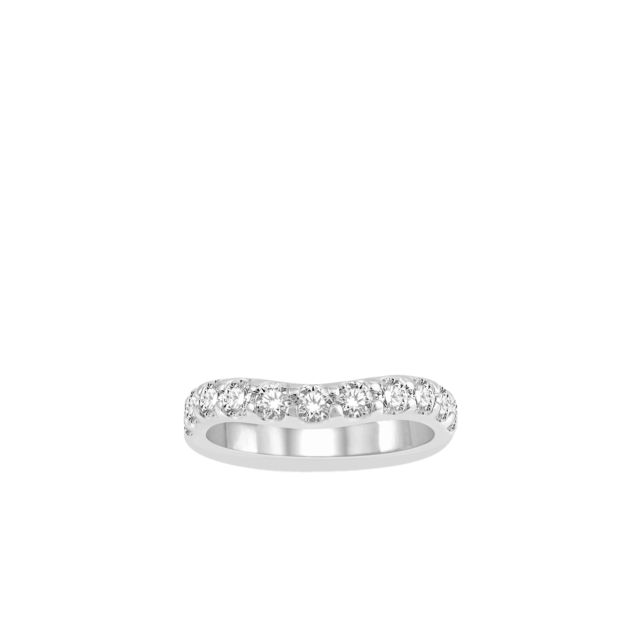 1 Carat Curved Diamond Wedding Band in White Gold