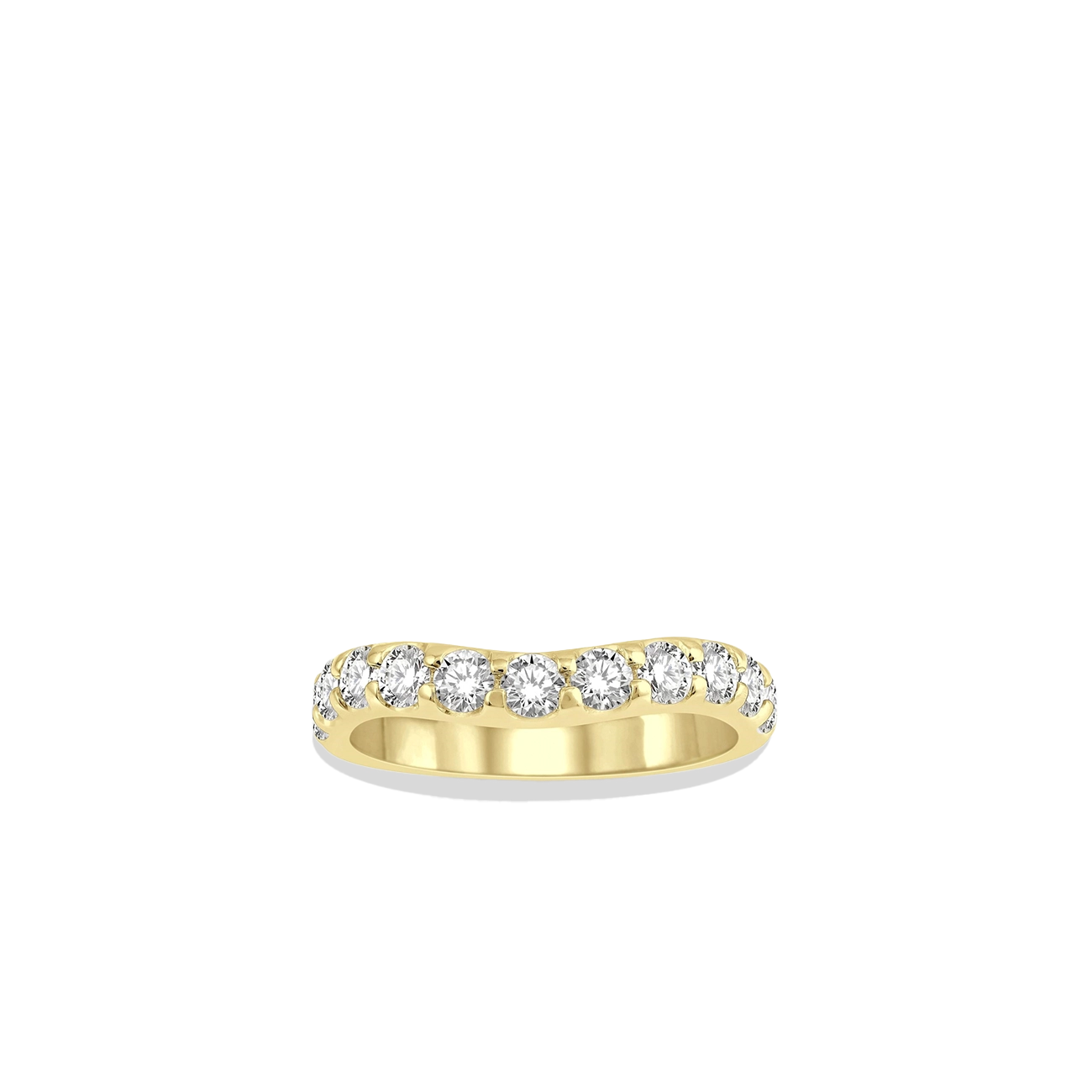 1 Carat Curved Diamond Wedding Band in Yellow Gold