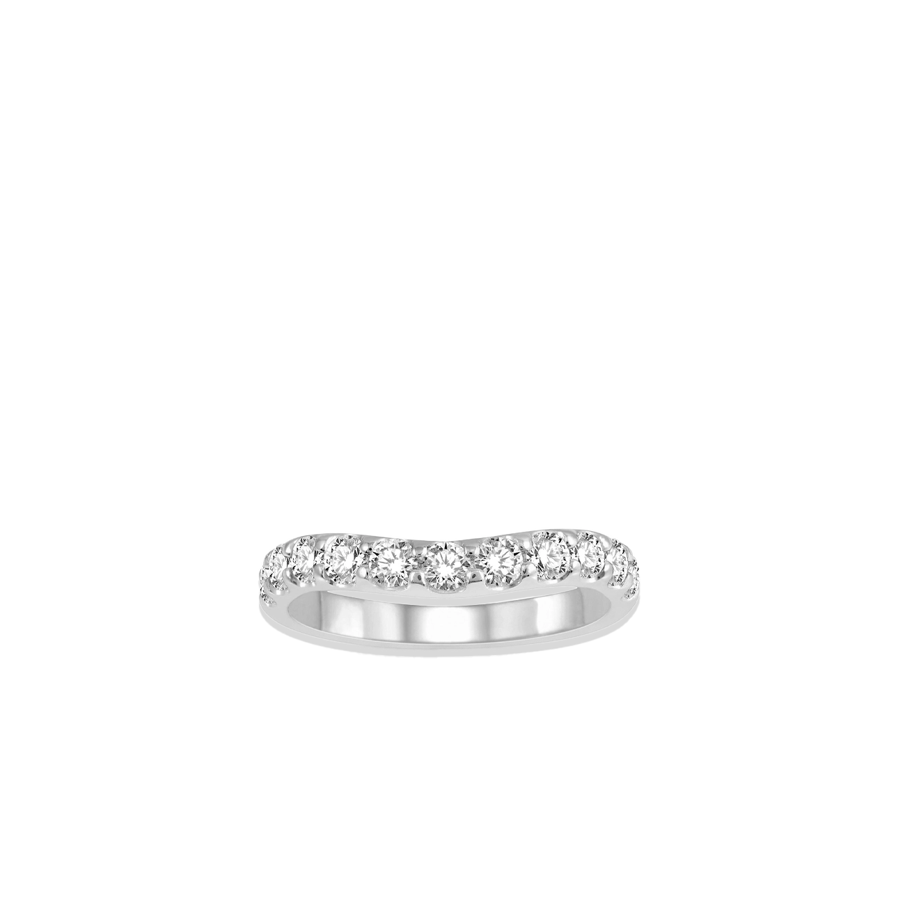 .75 Carat Curved Diamond Wedding Band in White Gold