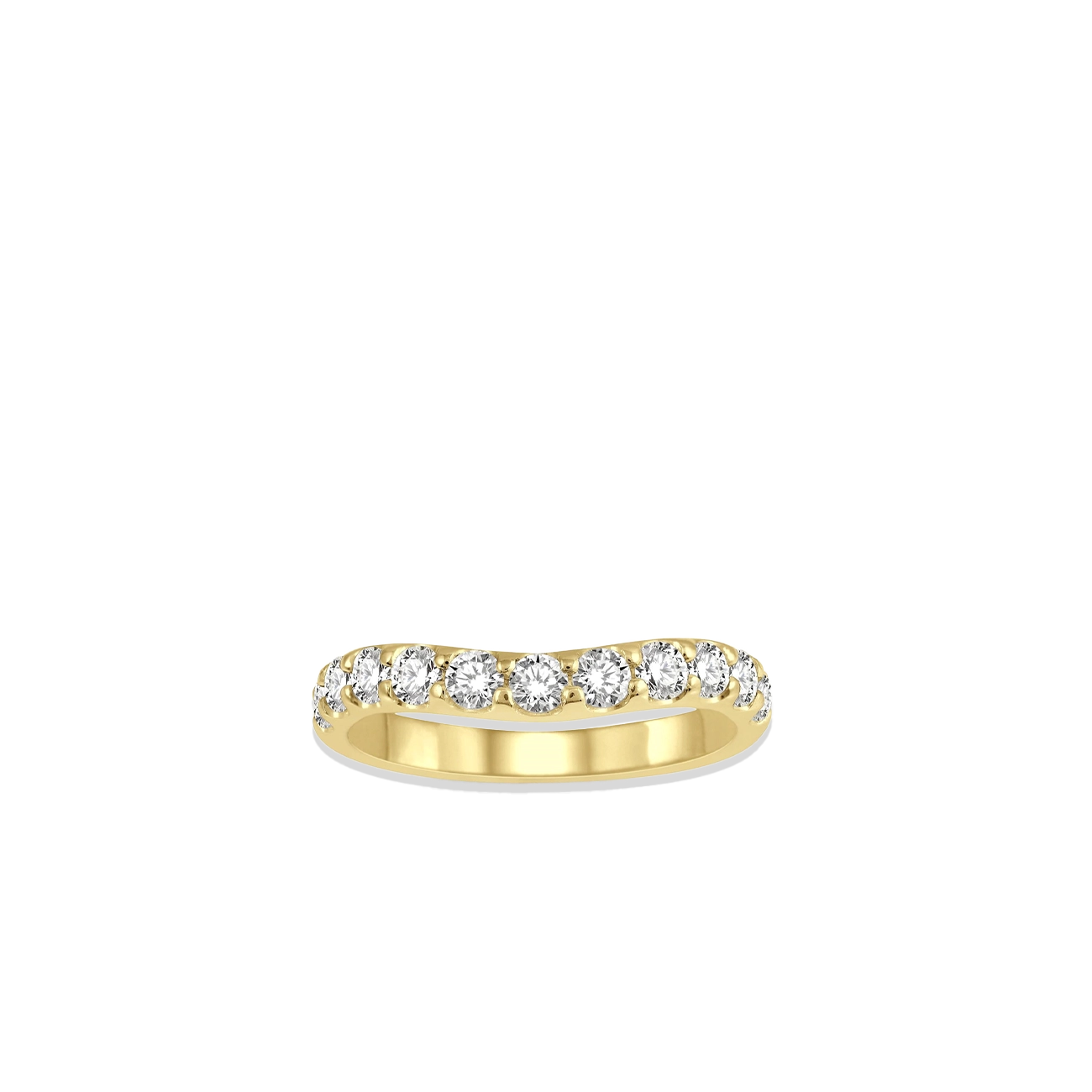 .75 Carat Curved Diamond Wedding Band in Yellow Gold