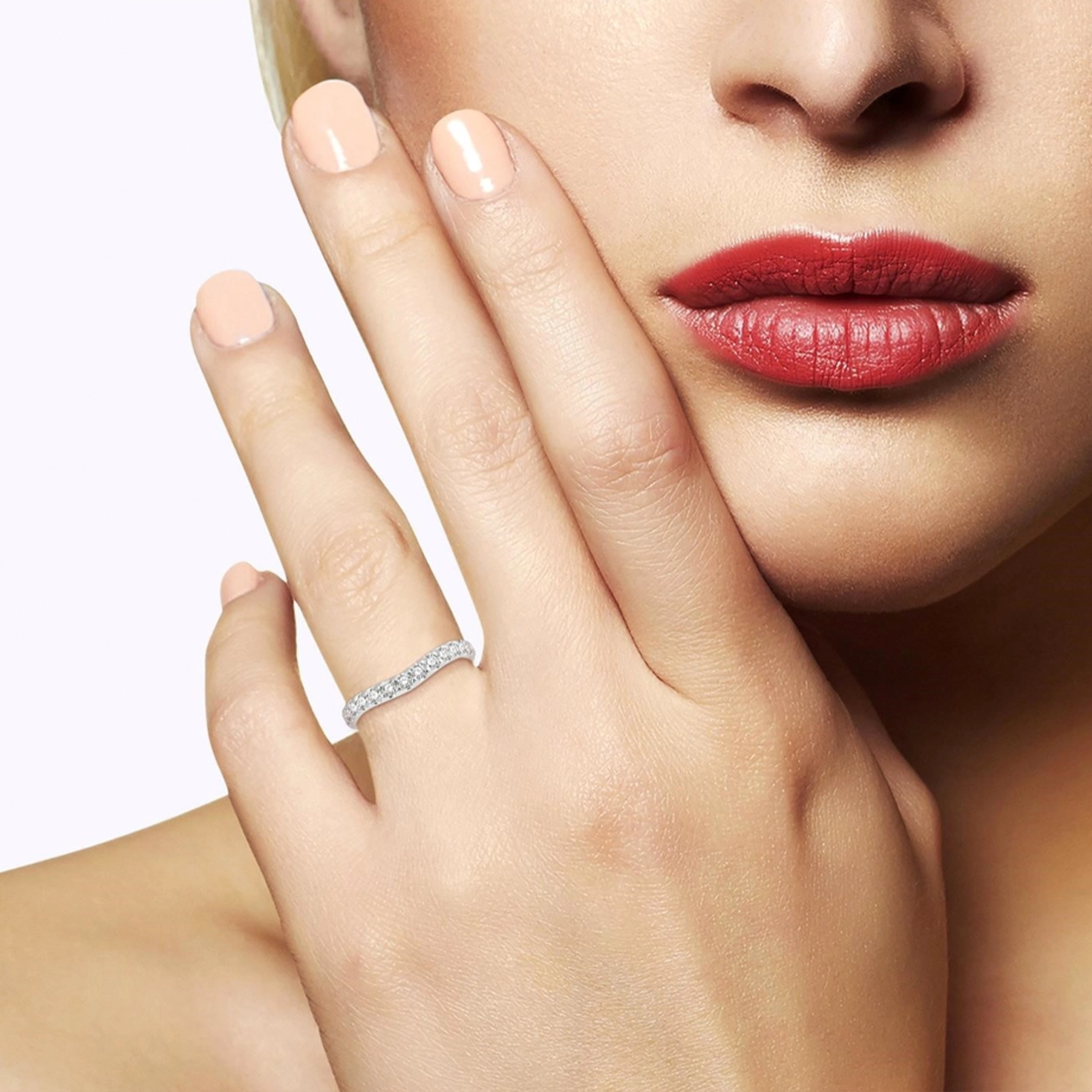 .50 Carat Curved Diamond Wedding Band in White Gold