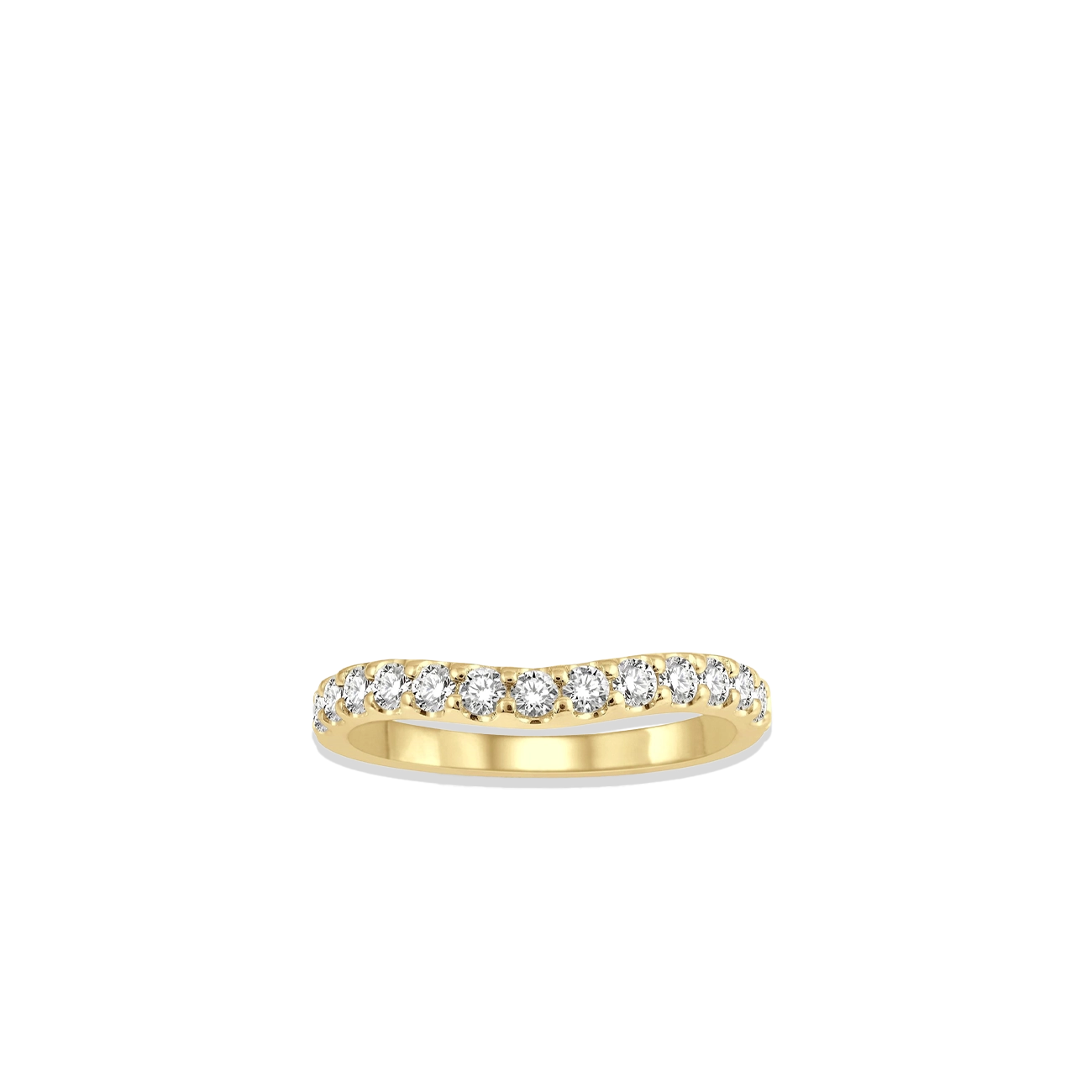 .50 Carat Curved Diamond Wedding Band in Yellow Gold