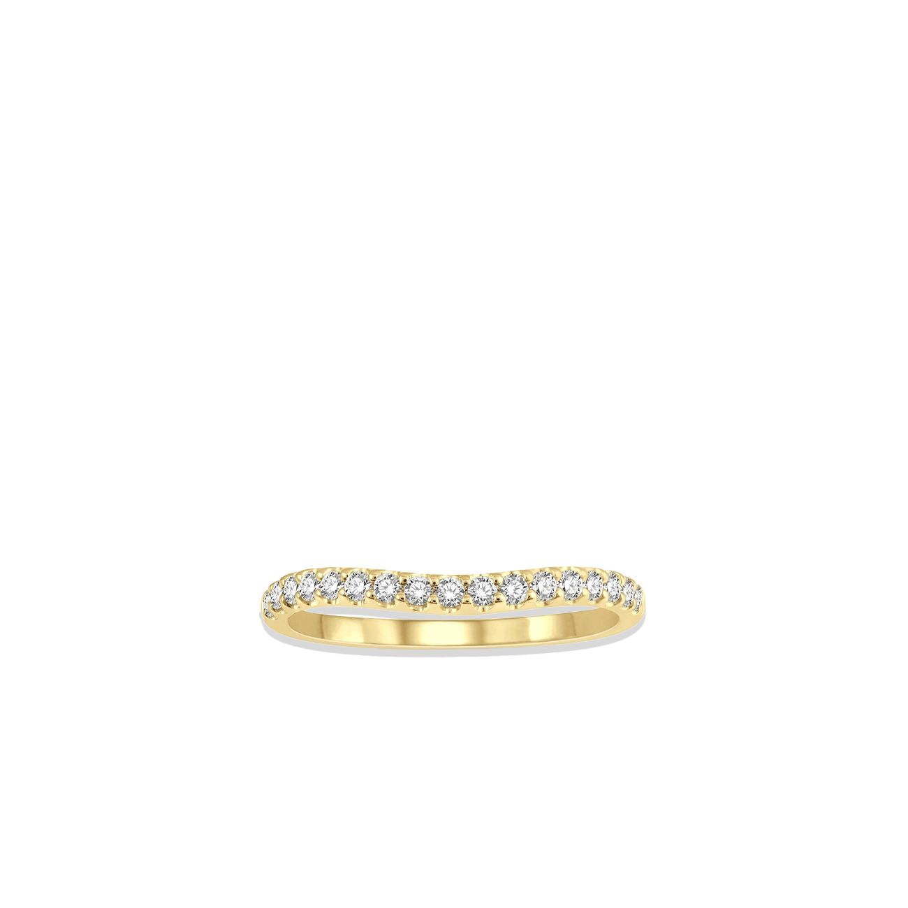 .25 Carat Curved Diamond Wedding Band in Yellow Gold
