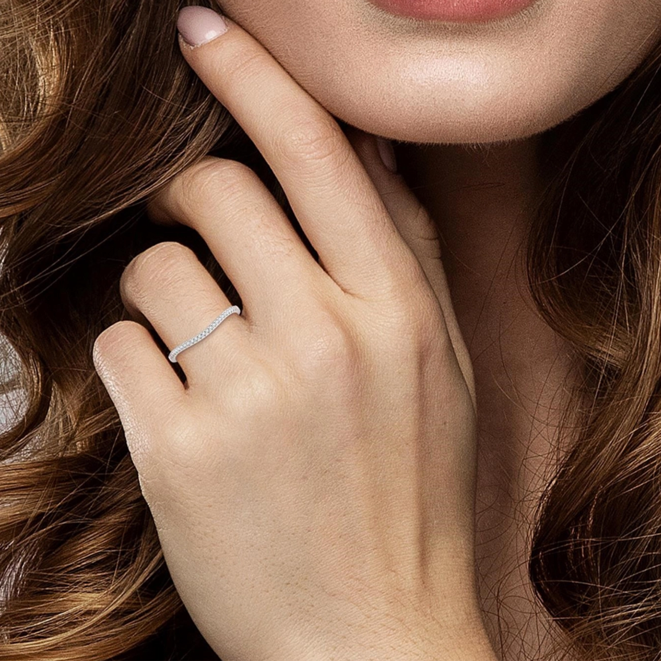 .10 Carat Curved Diamond Wedding Band in White Gold