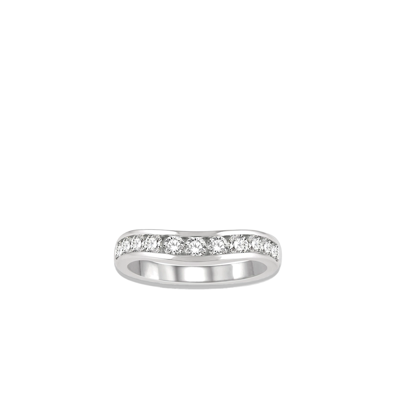 .75 Carat Diamond Channel Curved Wedding Band in White Gold