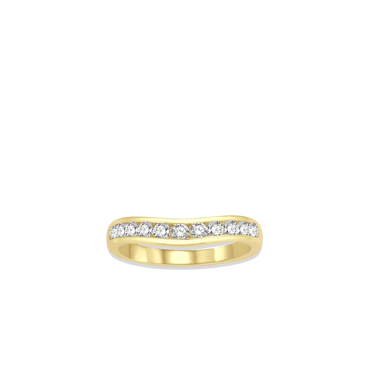 .50 Carat Diamond Channel Curved Wedding Band in Yellow Gold