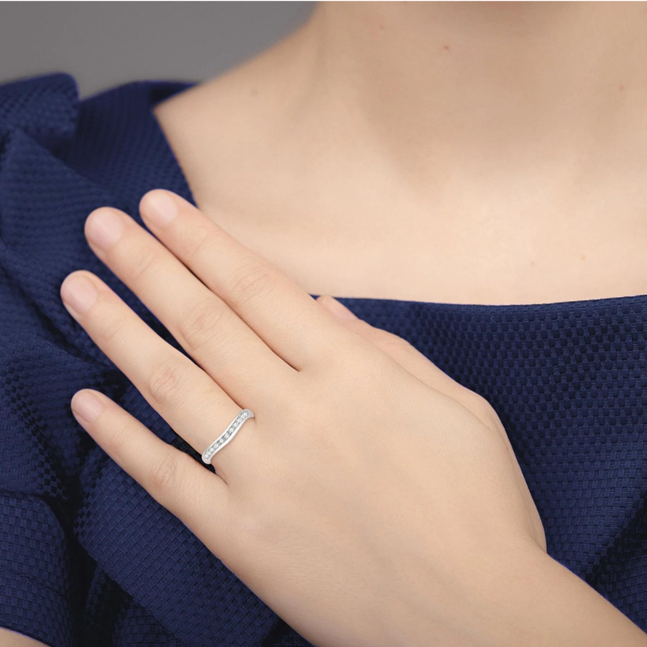 .33 Carat Diamond Channel Curved Wedding Band in White Gold