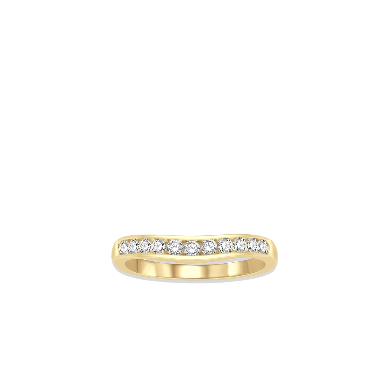 .33 Carat Diamond Channel Curved Wedding Band in Yellow Gold