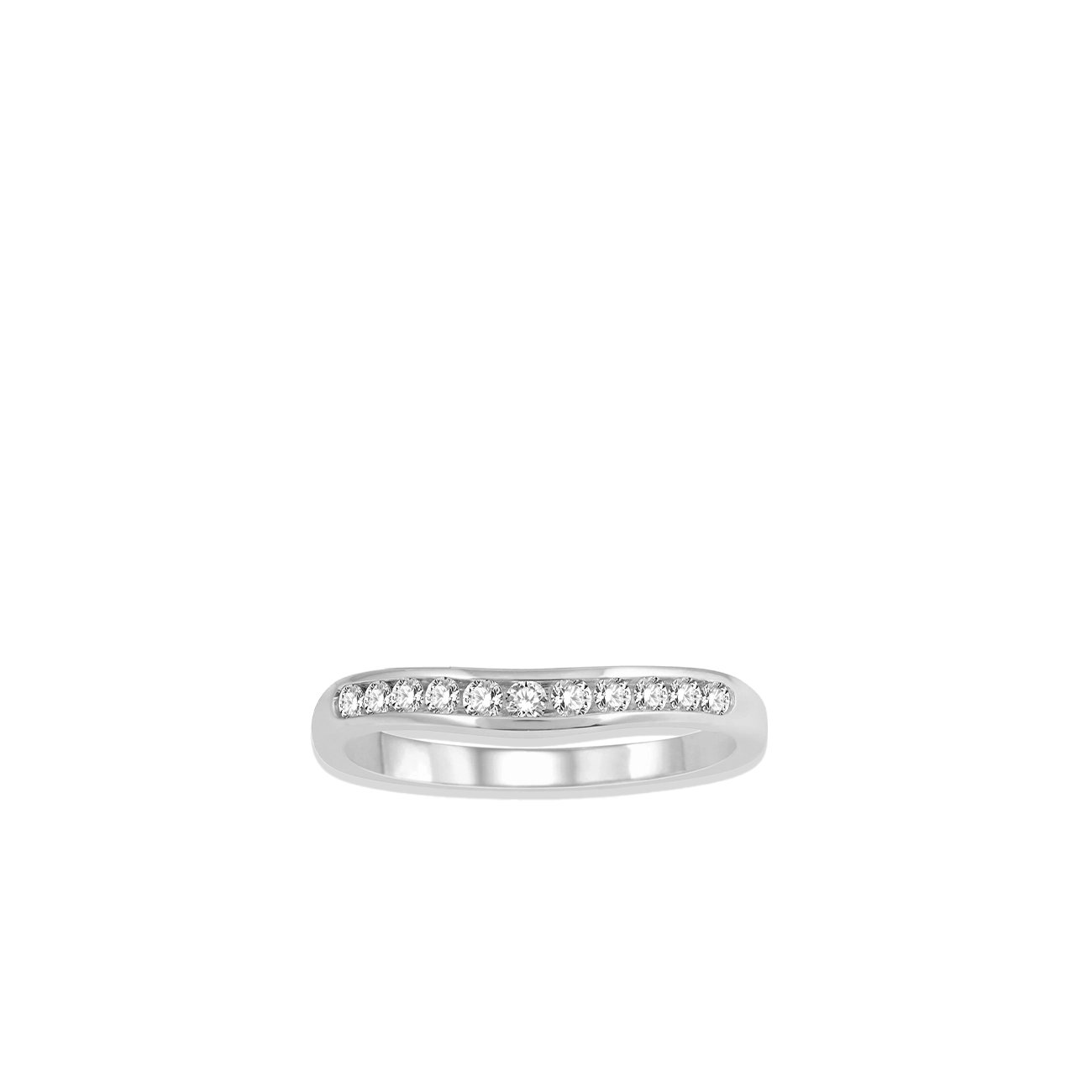 .25 Carat Diamond Channel Curved Wedding Band in White Gold