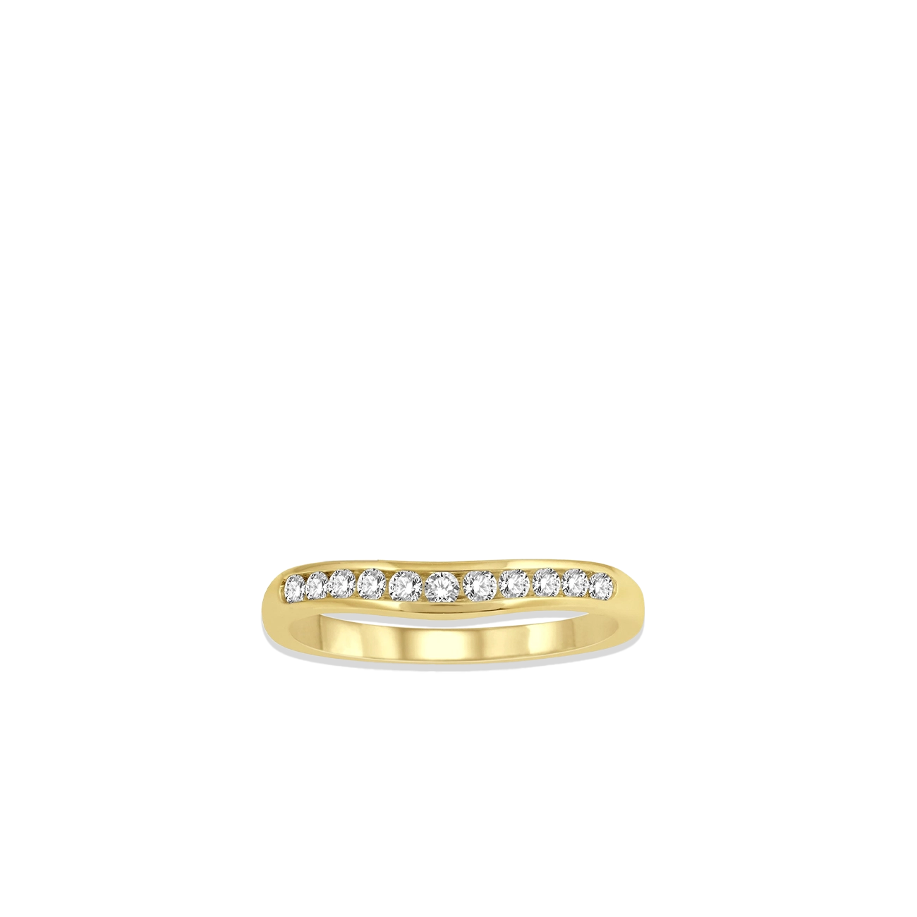 .25 Carat Diamond Channel Curved Wedding Band in Yellow Gold