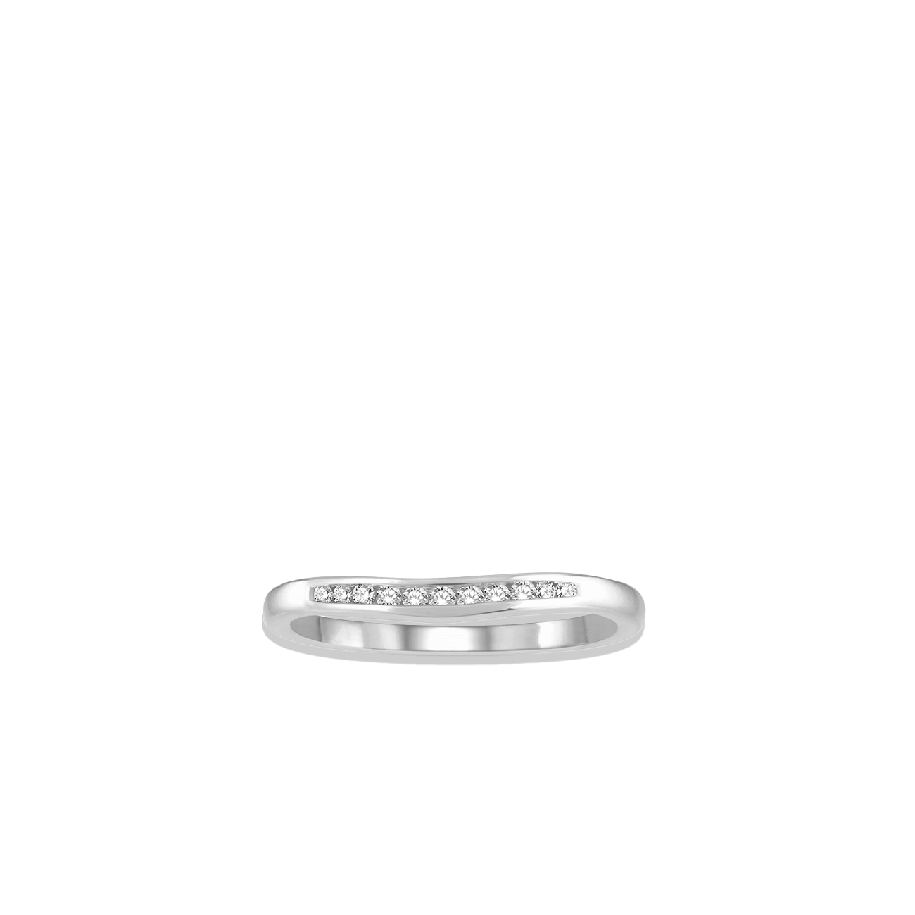 .10 Carat Diamond Channel Curved Wedding Band in White Gold
