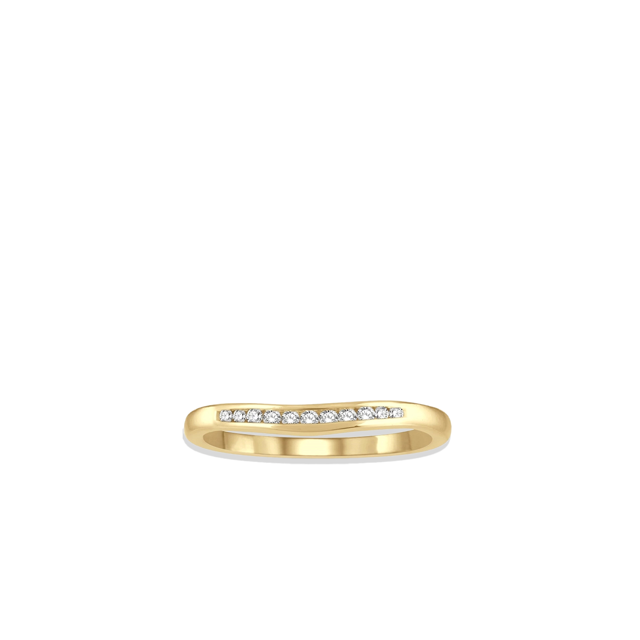 .10 Carat Diamond Channel Curved Wedding Band in Yellow Gold