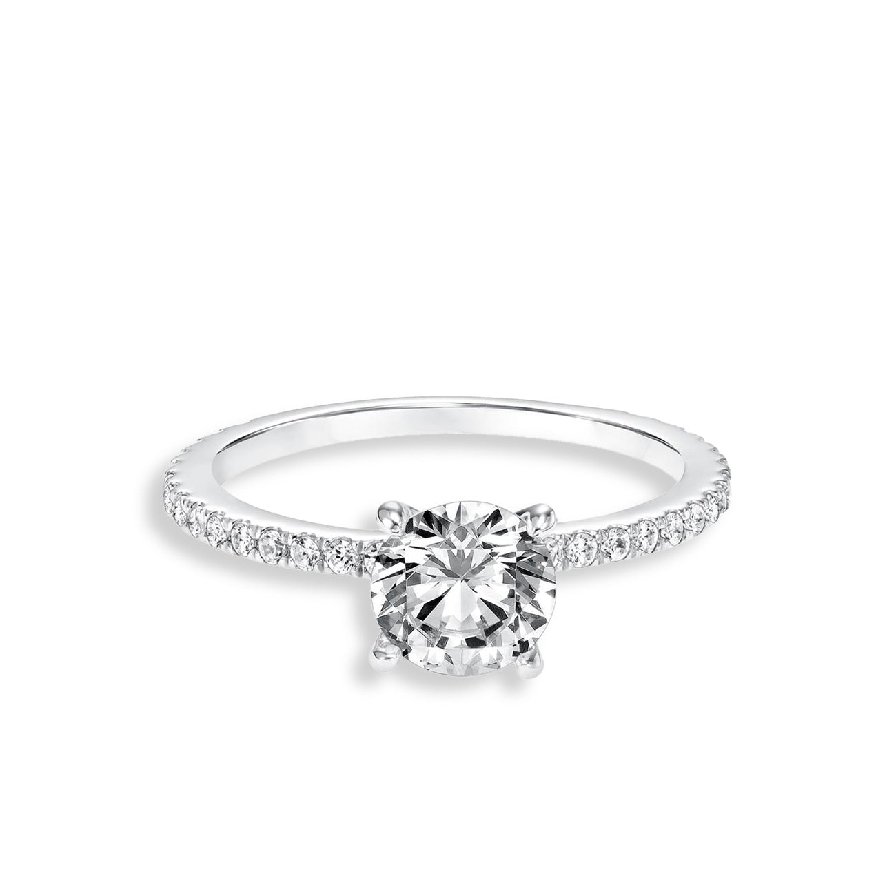 Round Four Prong 3/4 Engagement Ring Setting