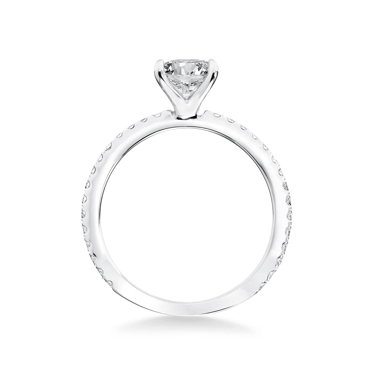 Round Four Prong 3/4 Engagement Ring Setting