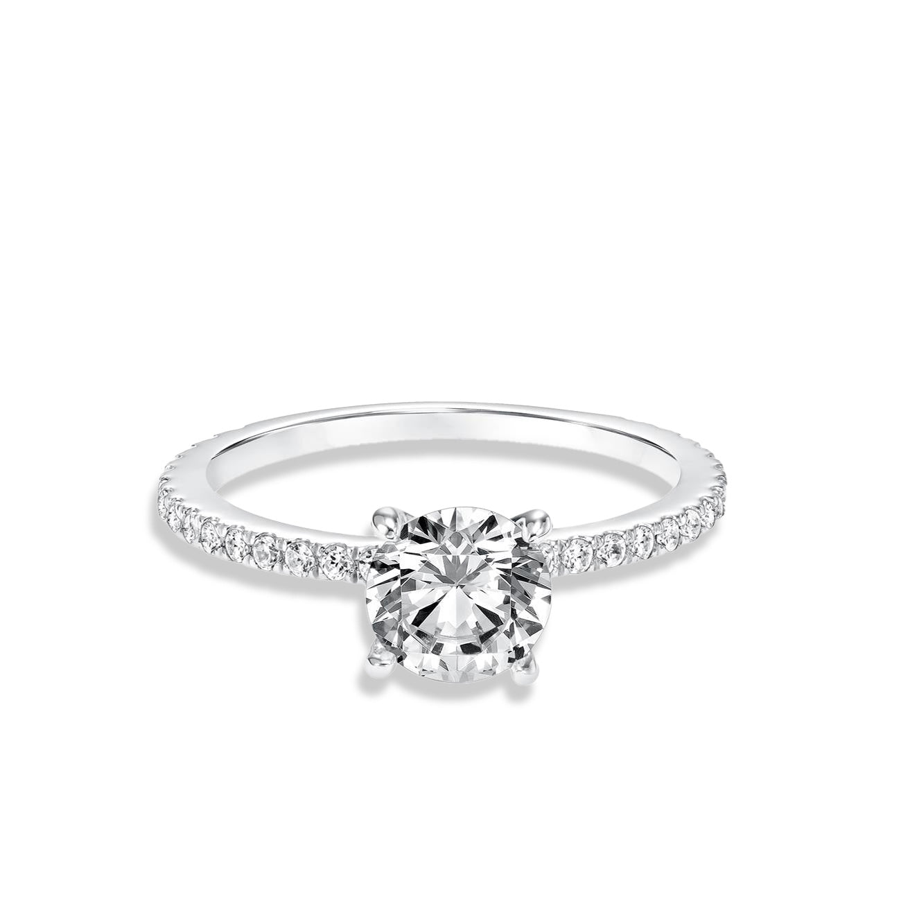 Round Diamond 3/4 Pave Engagement Ring Setting