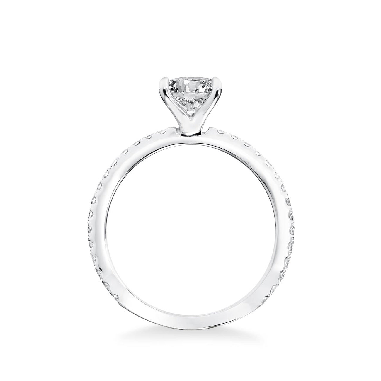 Round Diamond 3/4 Pave Engagement Ring Setting
