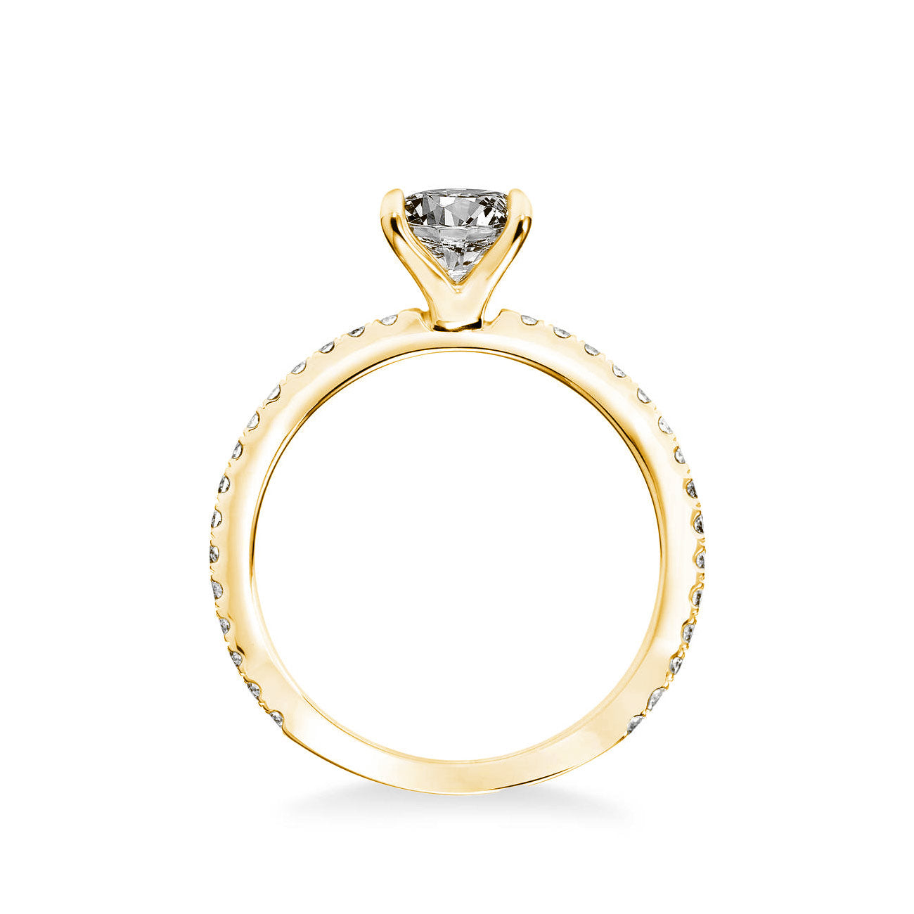 Round Diamond 3/4 Pave Engagement Ring Setting