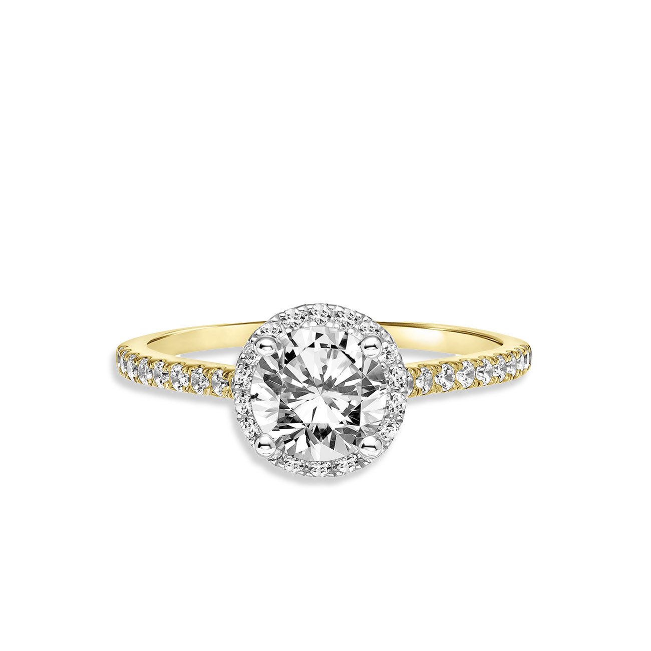 Two Tone Round Diamond Halo Engagement Ring Setting