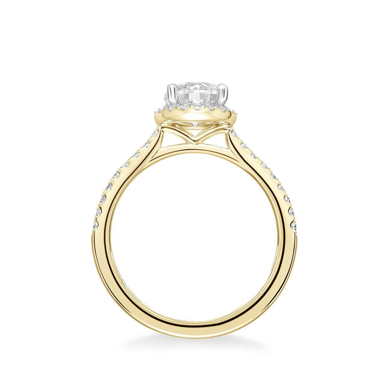 Two Tone Round Diamond Halo Engagement Ring Setting