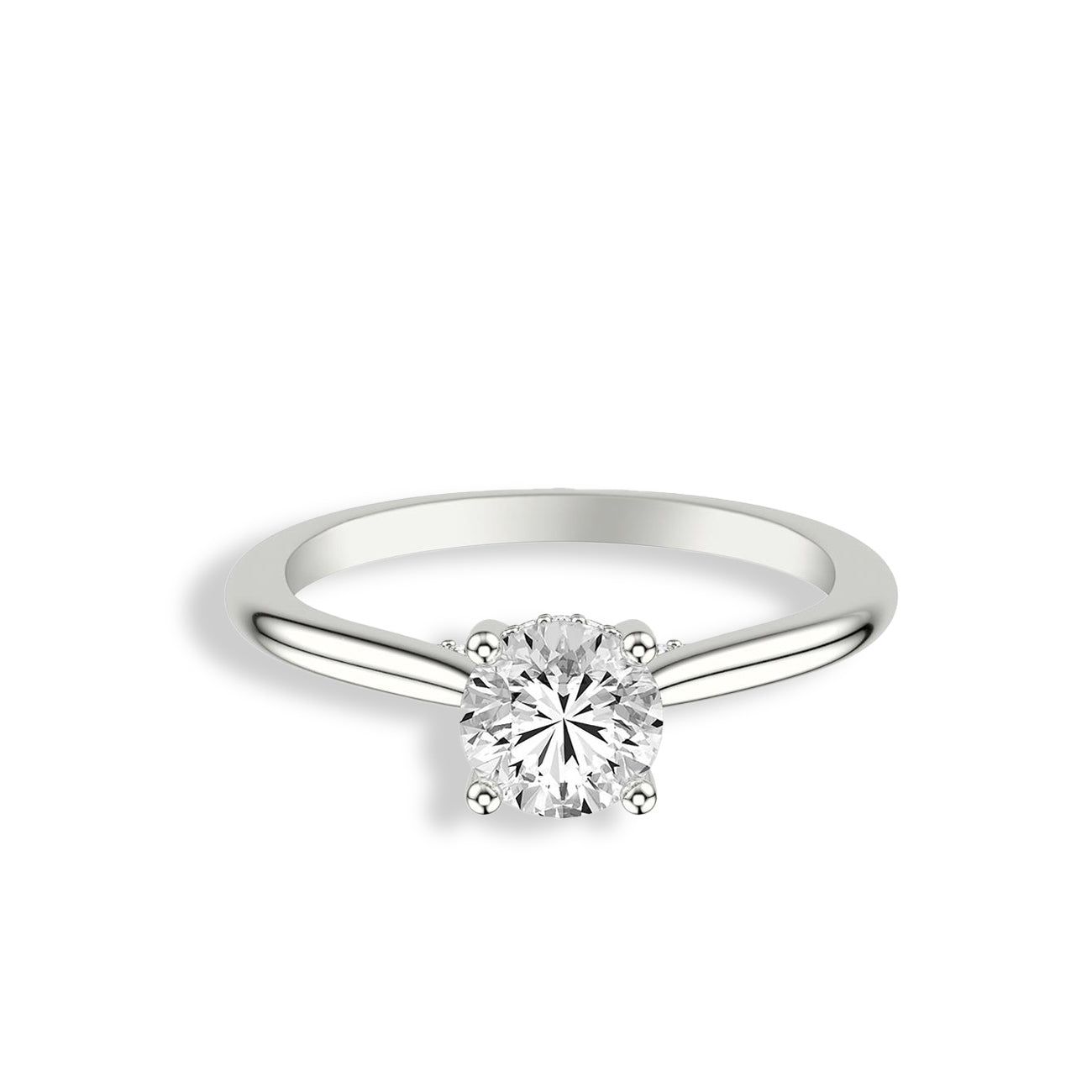 Round Hidden Diamond Engagement Ring Setting
