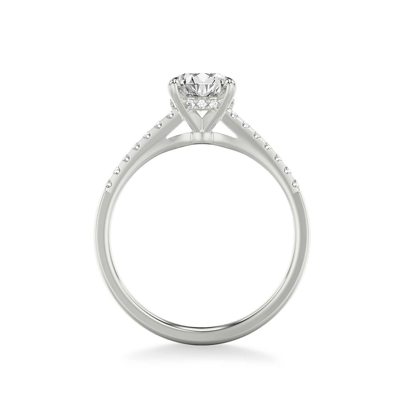 Round Hidden Halo Diamond Engagement Ring Setting