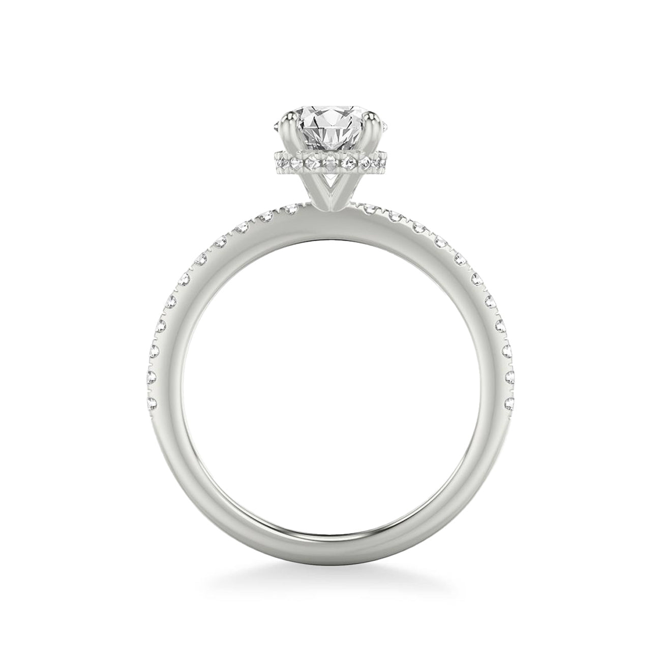 Round Hidden Halo Diamond Pave Engagement Ring Setting