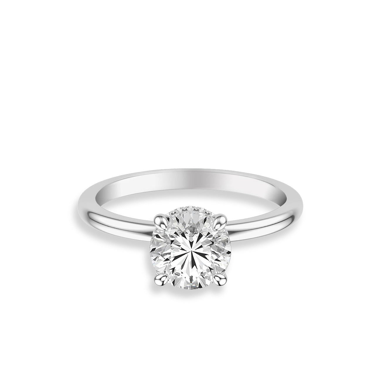 Round Hidden Halo Solitaire Engagement Ring Setting