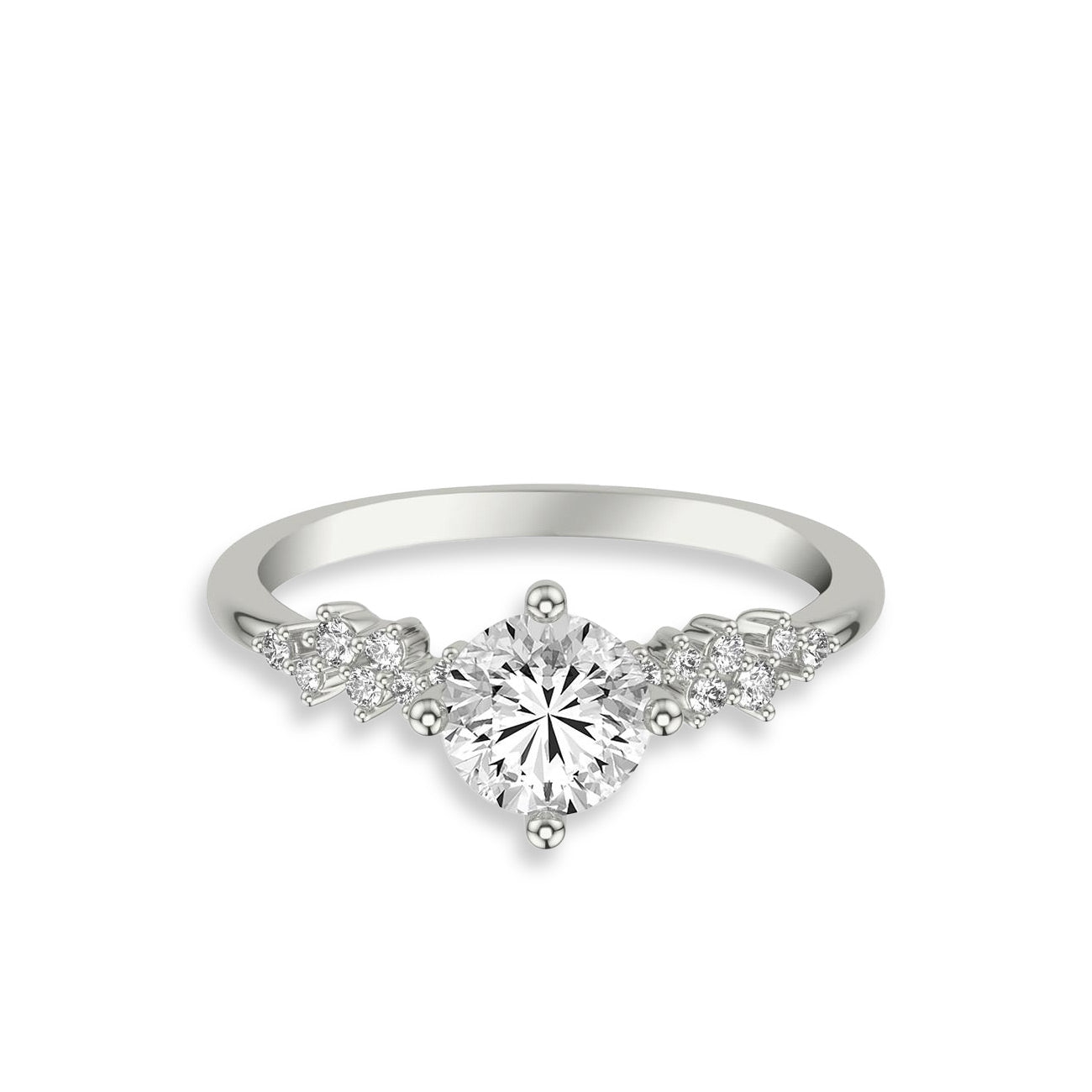 Round Cluster Diamond Engagement Ring Setting