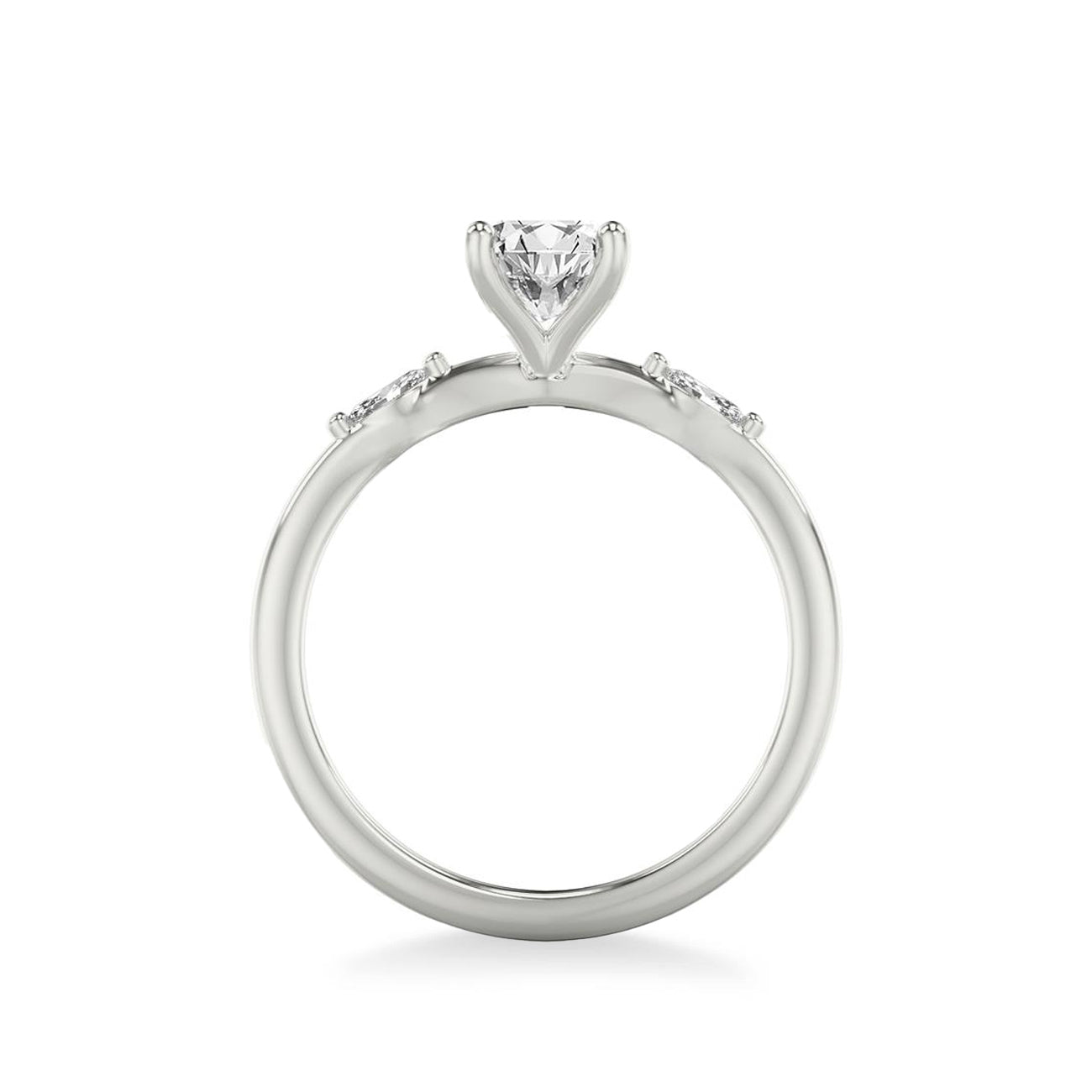 Oval and Marquise Diamond Three Stone Engagement Ring Setting