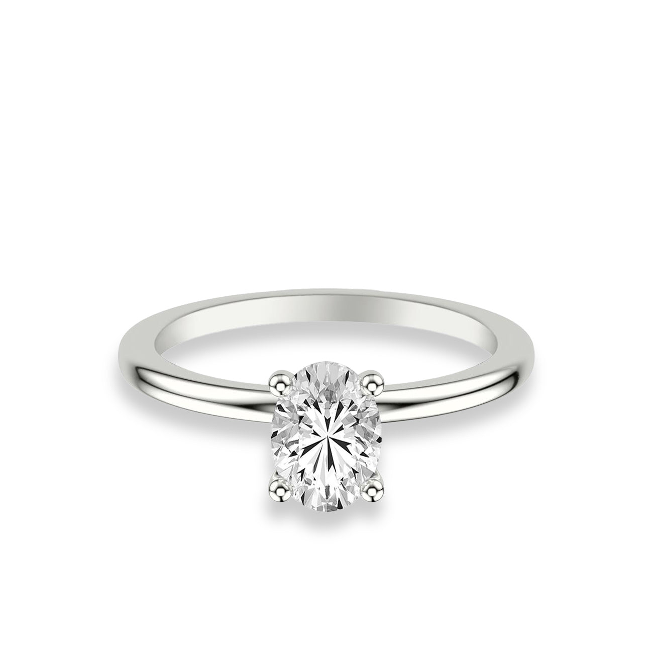 Polished Oval Solitaire Engagement Ring Setting