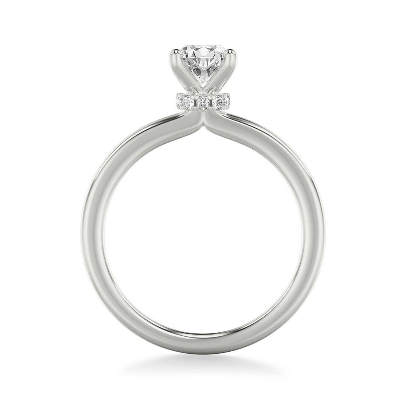 Polished Oval Solitaire Engagement Ring Setting