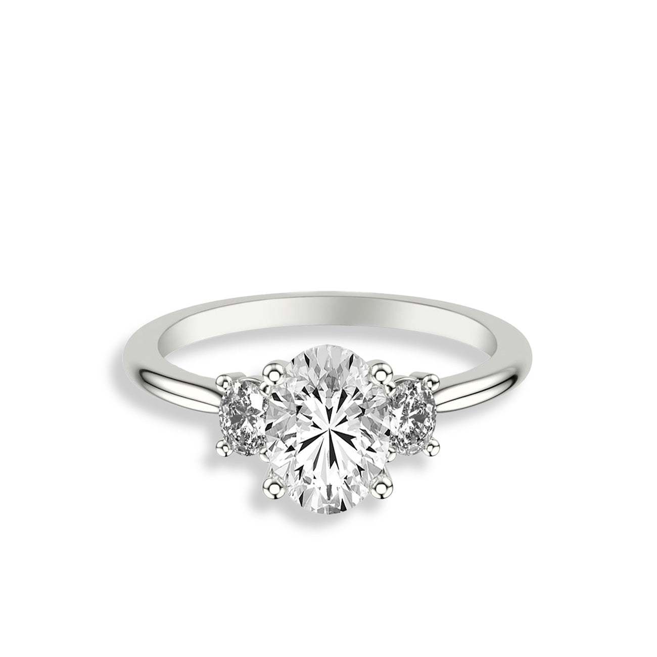 Three Stone Oval Diamond Engagement Ring Setting