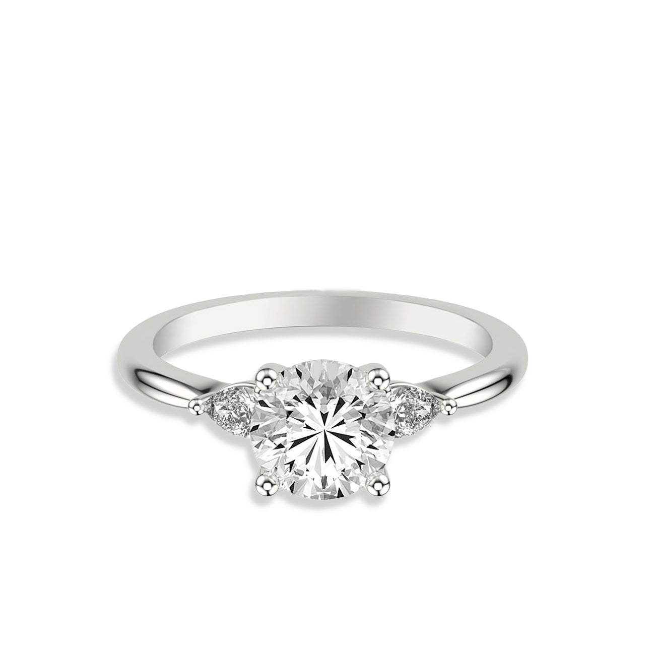 Pear and Round Three Stone Engagement Ring Setting