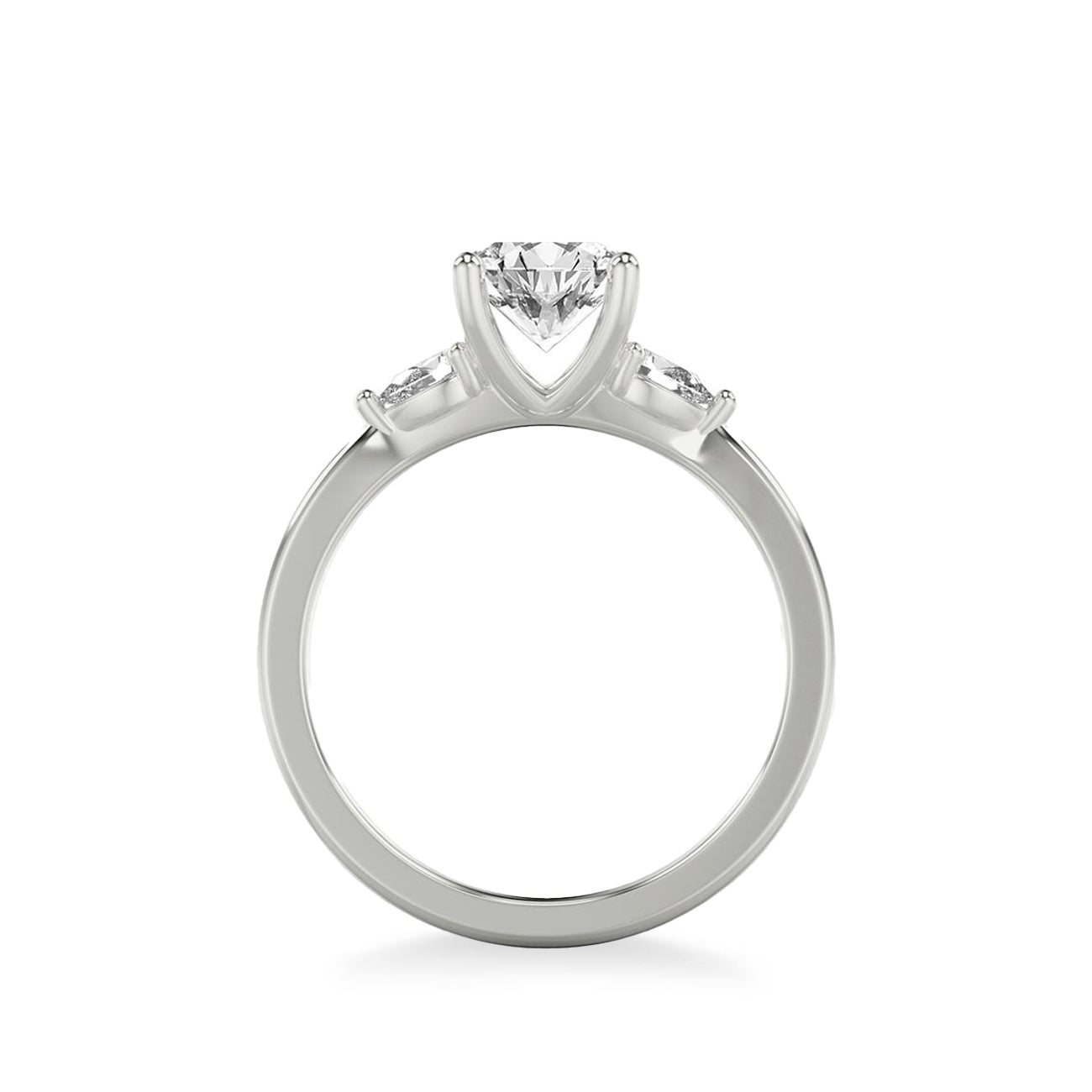 Pear and Round Three Stone Engagement Ring Setting