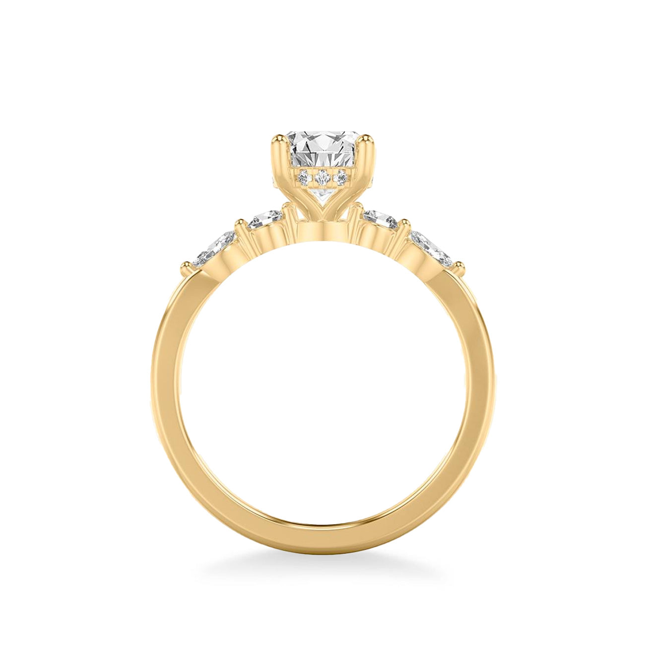 Oval Diamond Round and Marquise Side Stone Engagement Ring Setting