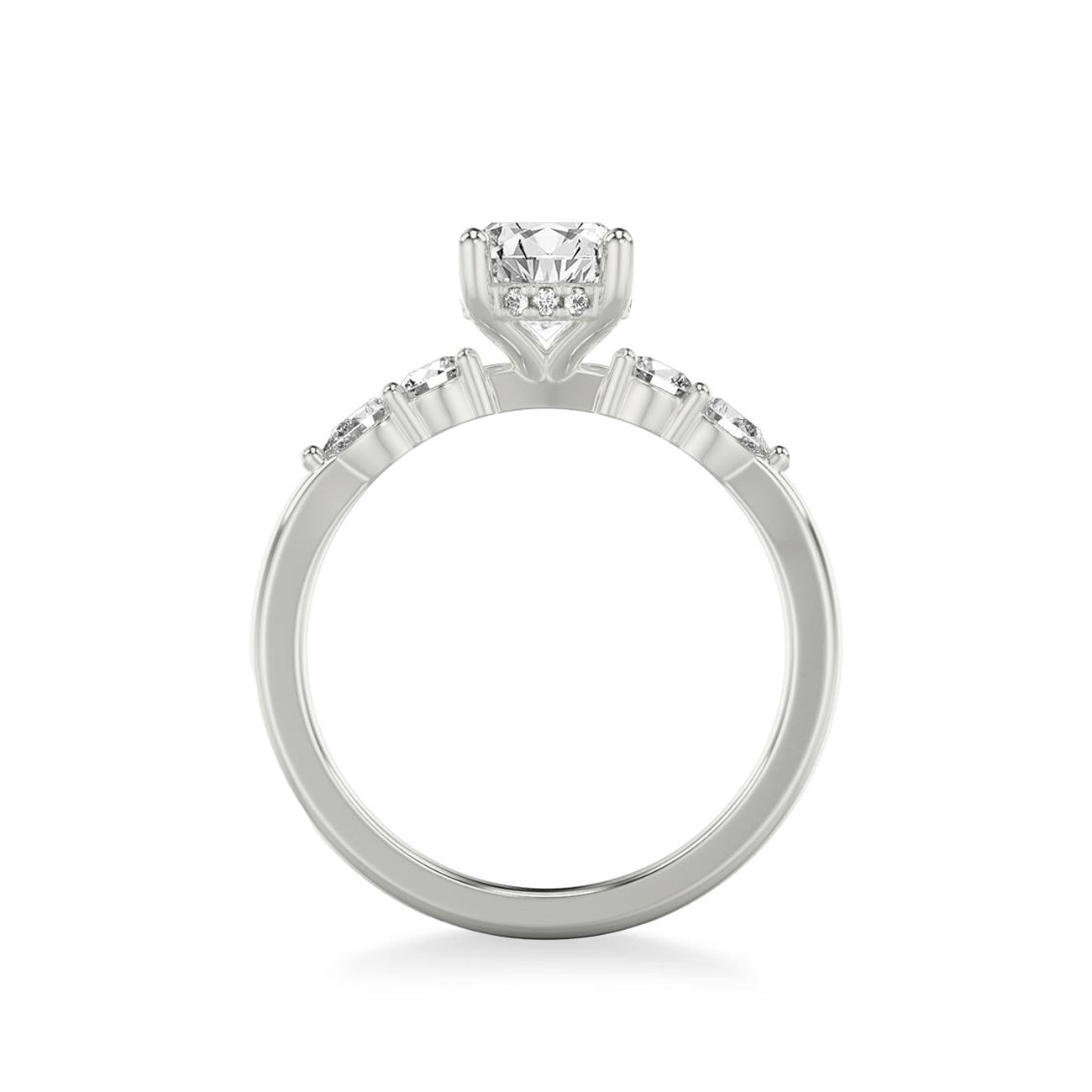 Oval Diamond Side Stone Engagement Ring Setting
