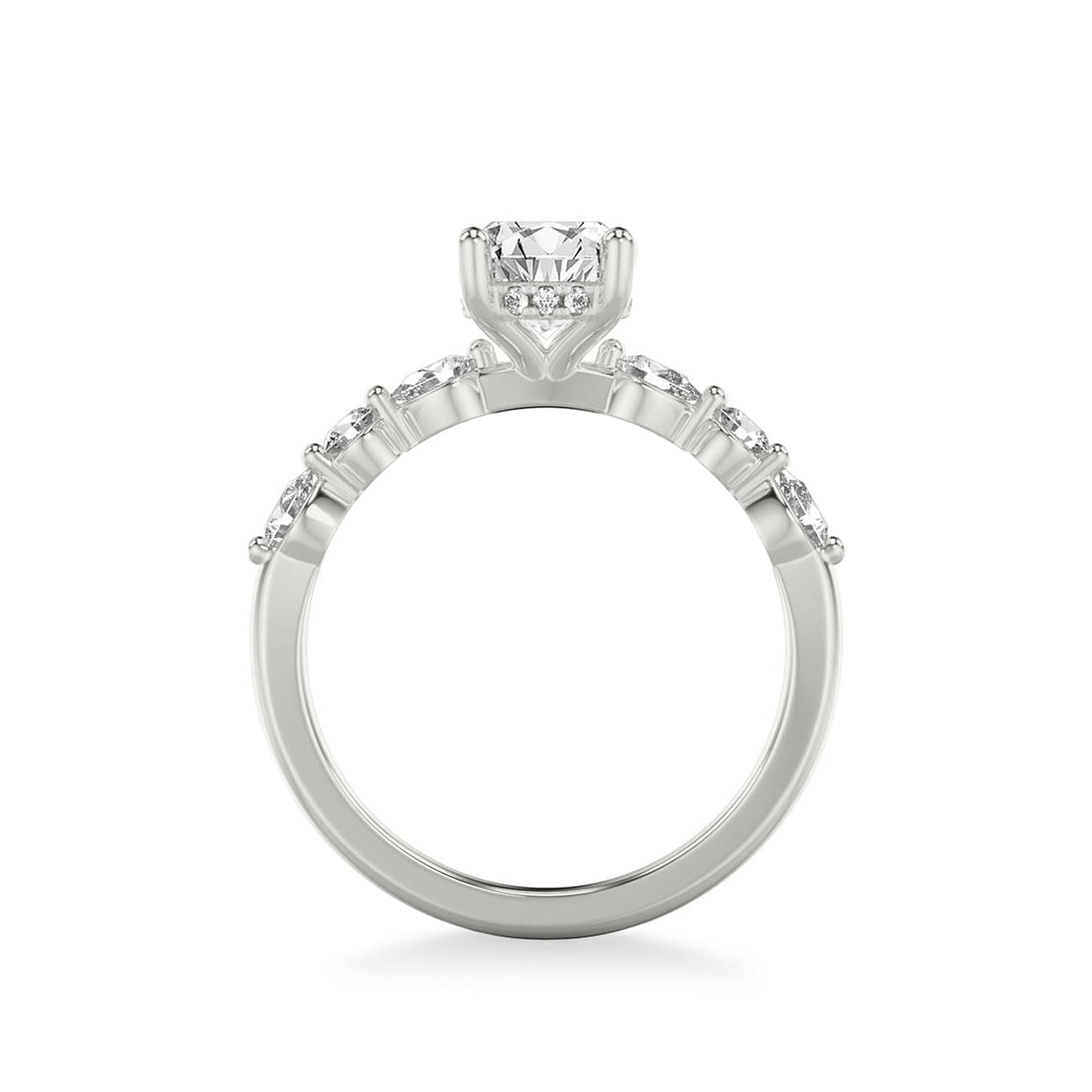 Oval Diamond Multi-Shaped Side Stone Engagement Ring Setting