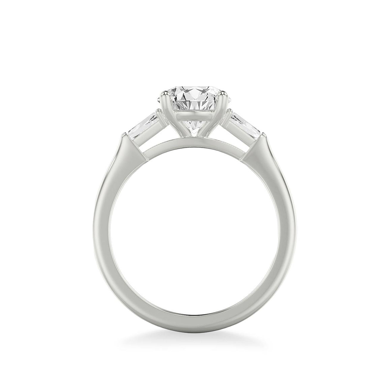 Classic Baguette and Round Three Stone Engagement Ring Setting