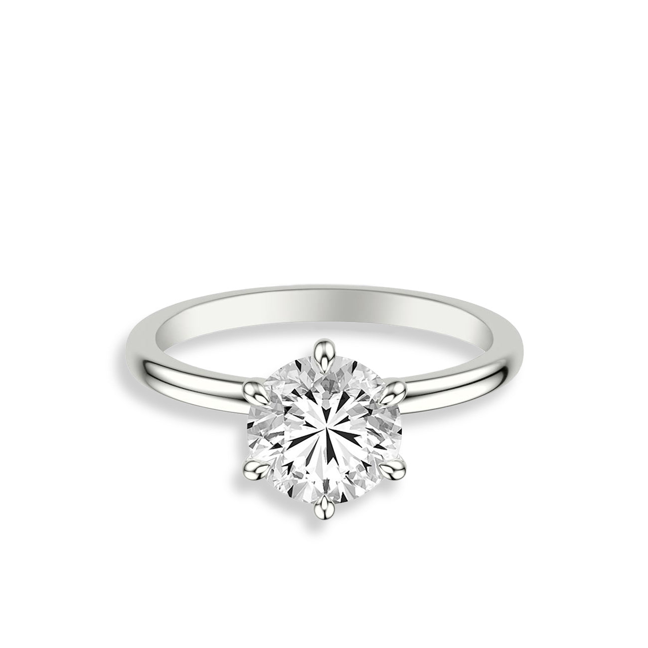 Round Solitaire Six Prong Engagement Ring Setting