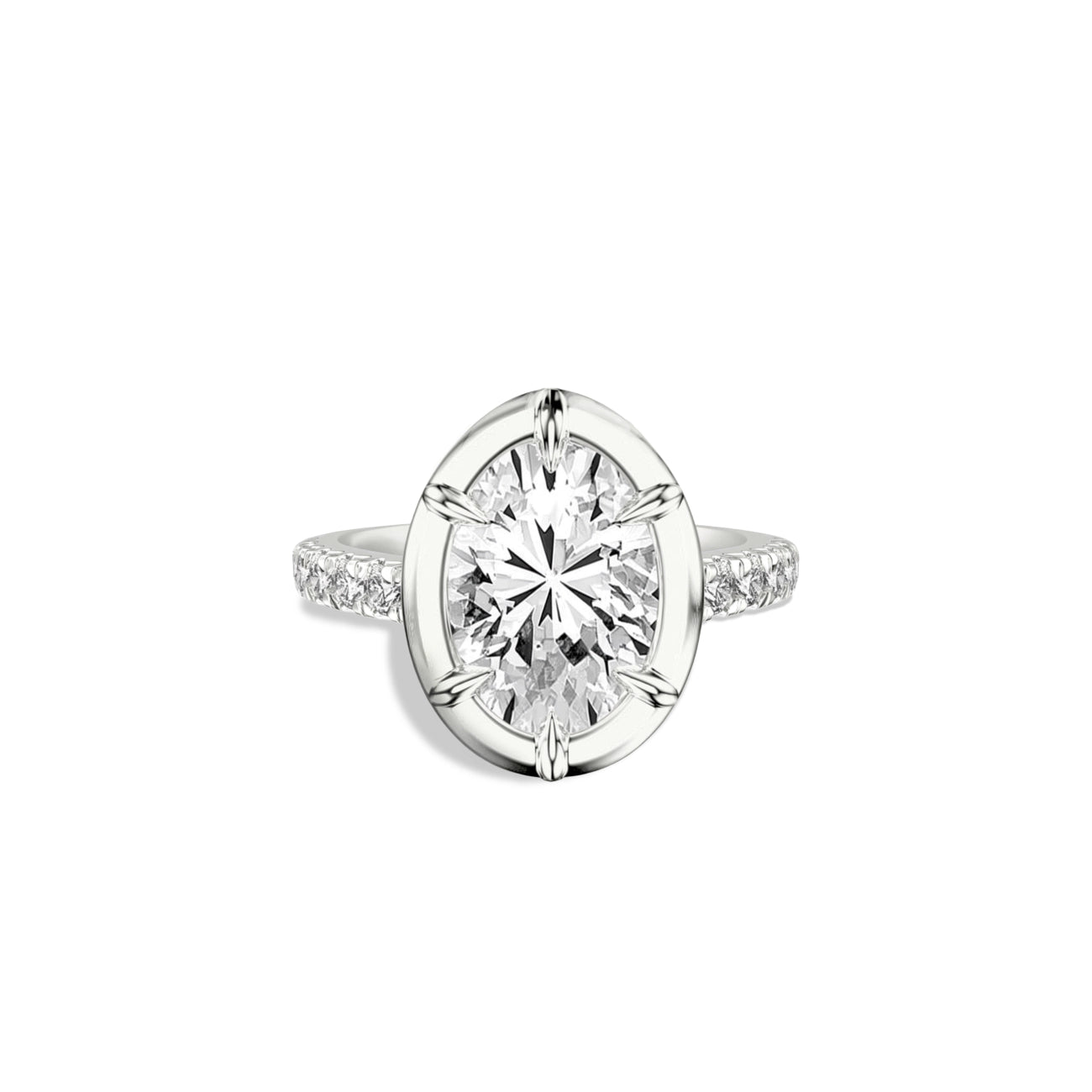 Oval Heirloom Pave Engagement Ring Setting