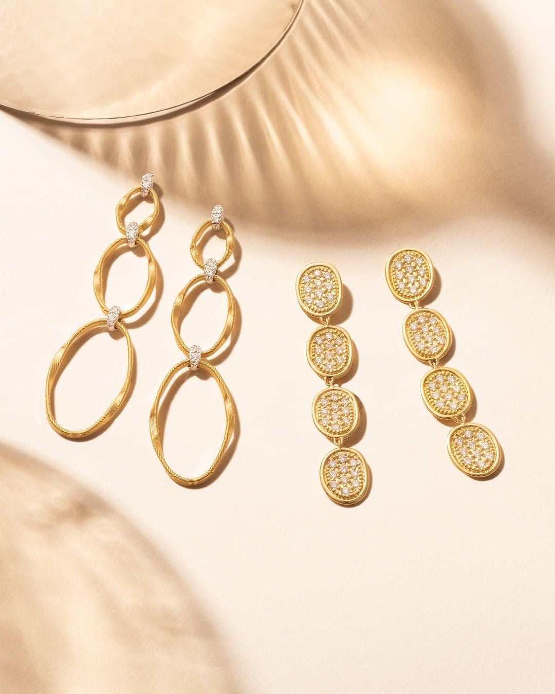 Marco Bicego Lunaria Diamonds 18K Gold Drop Earrings