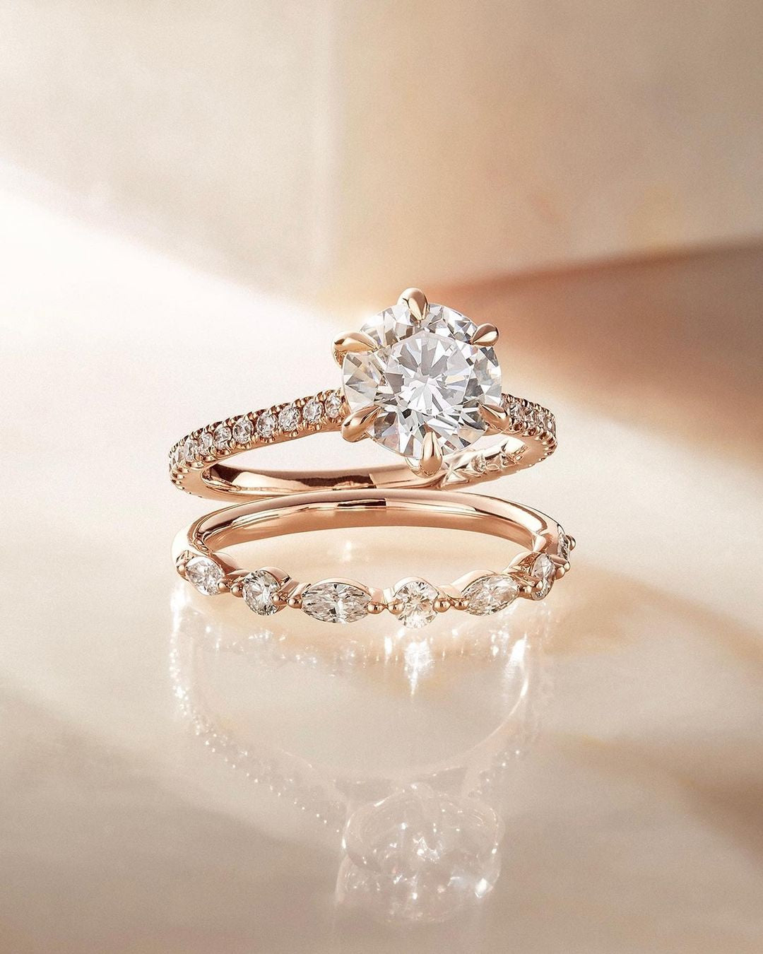 A. Jaffe Marquise and Round Diamond Ring in Yellow Gold