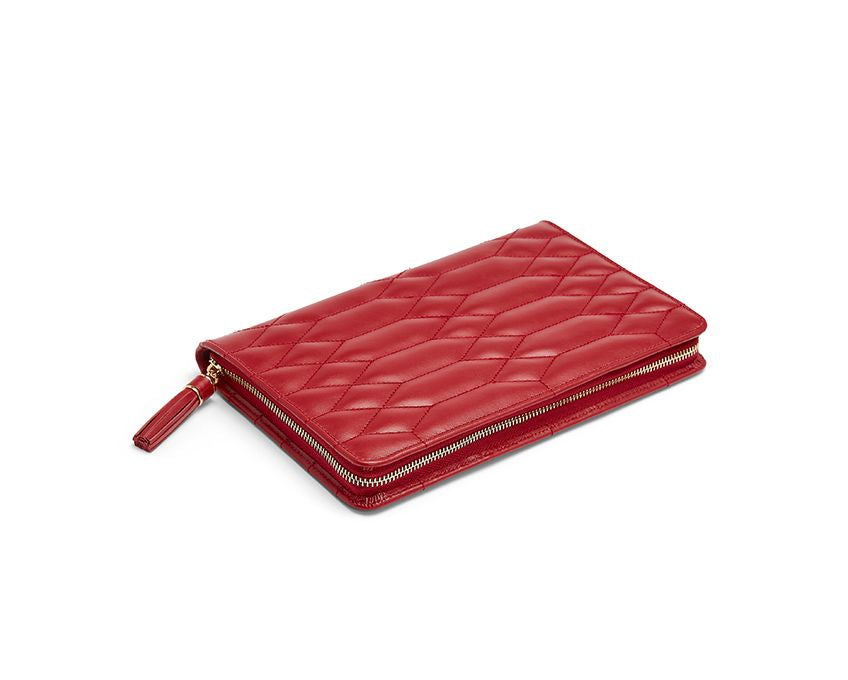 Wolf Caroline Large Jewelry Portfolio in Red Leather