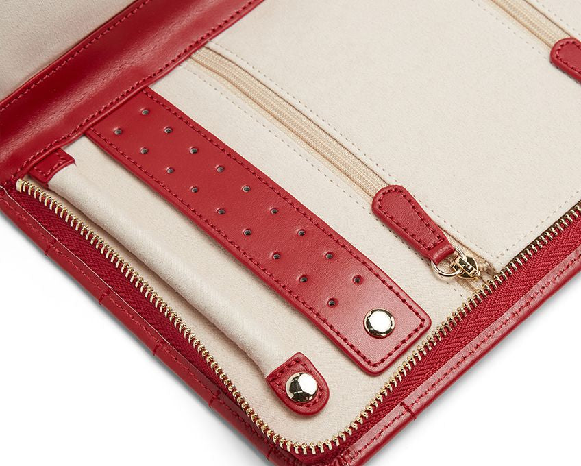 Wolf Caroline Large Jewelry Portfolio in Red Leather