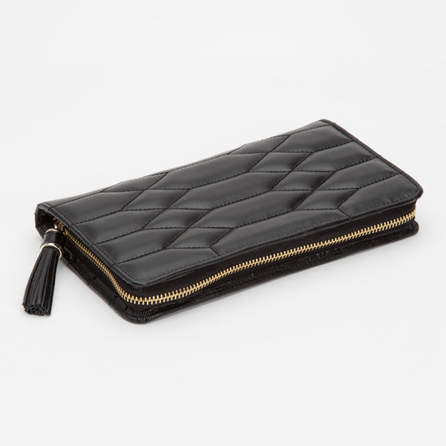 Wolf Caroline Black Leather Quilted Jewelry Portfolio Case