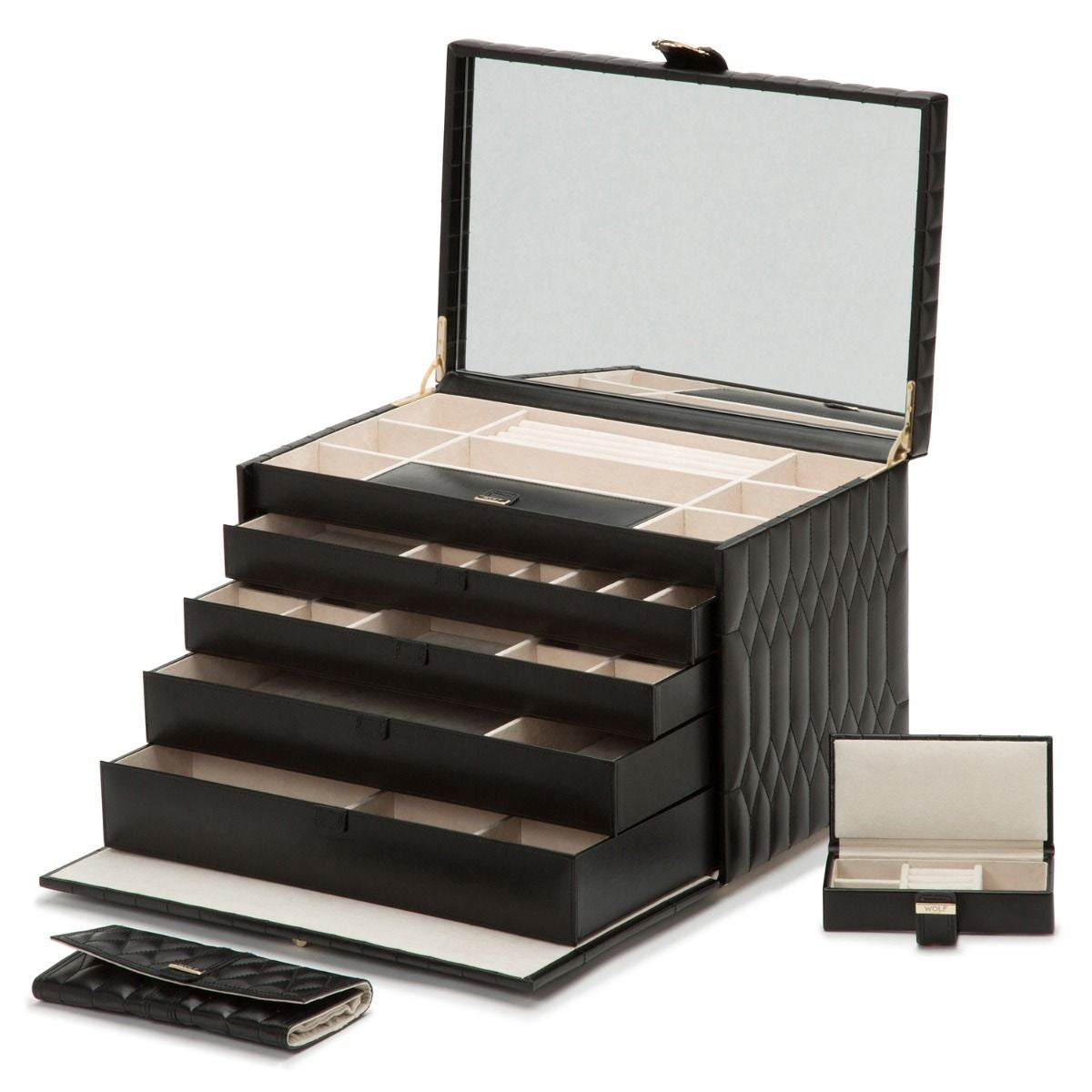 Wolf Caroline Black Extra Large Jewelry Case