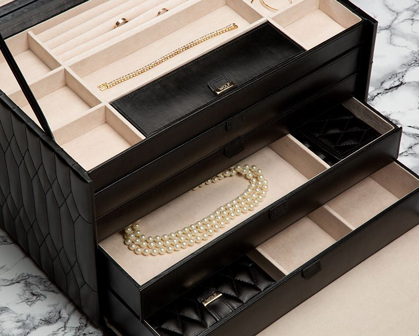 Wolf Caroline Black Extra Large Jewelry Case