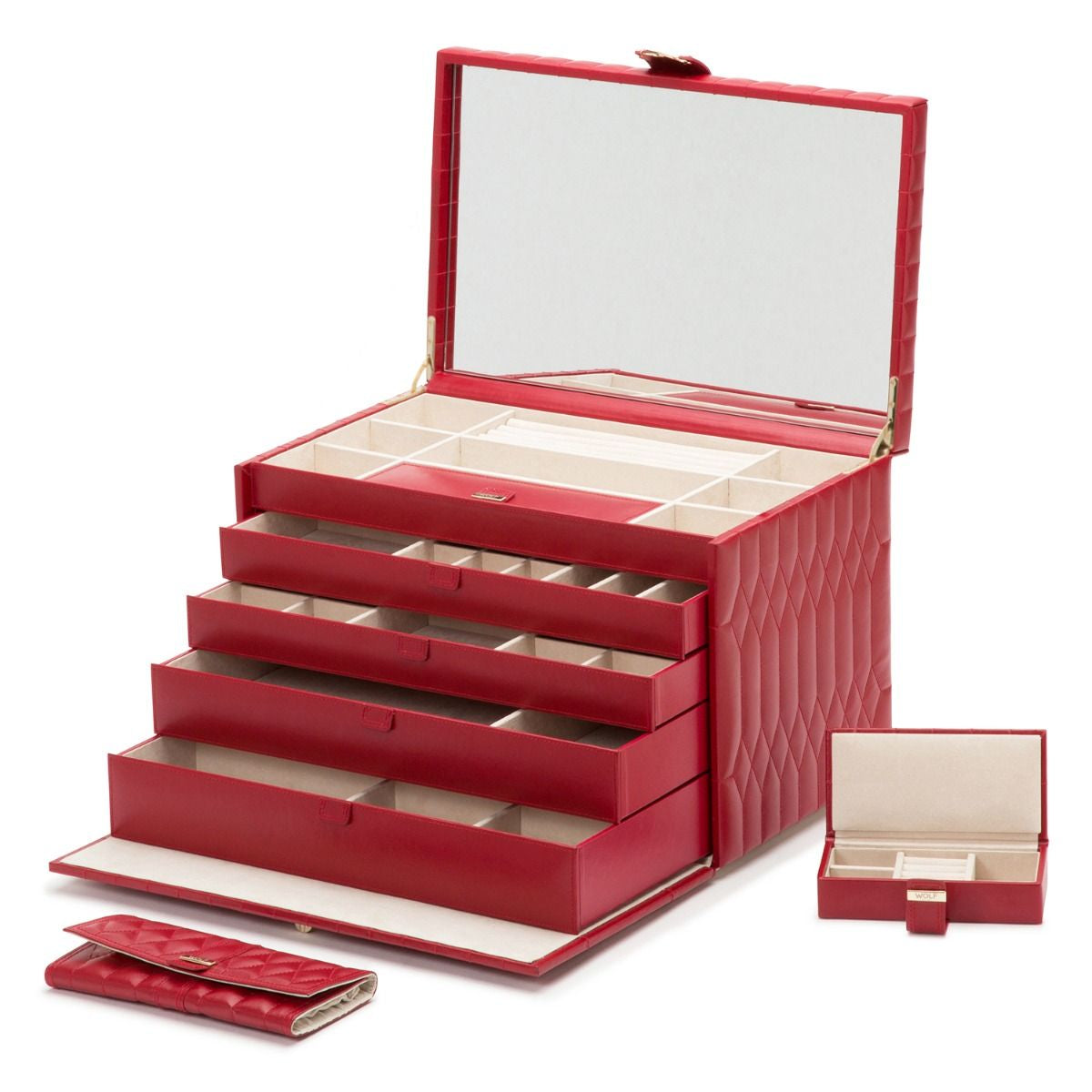 Wolf Caroline Red Extra Large Jewelry Case