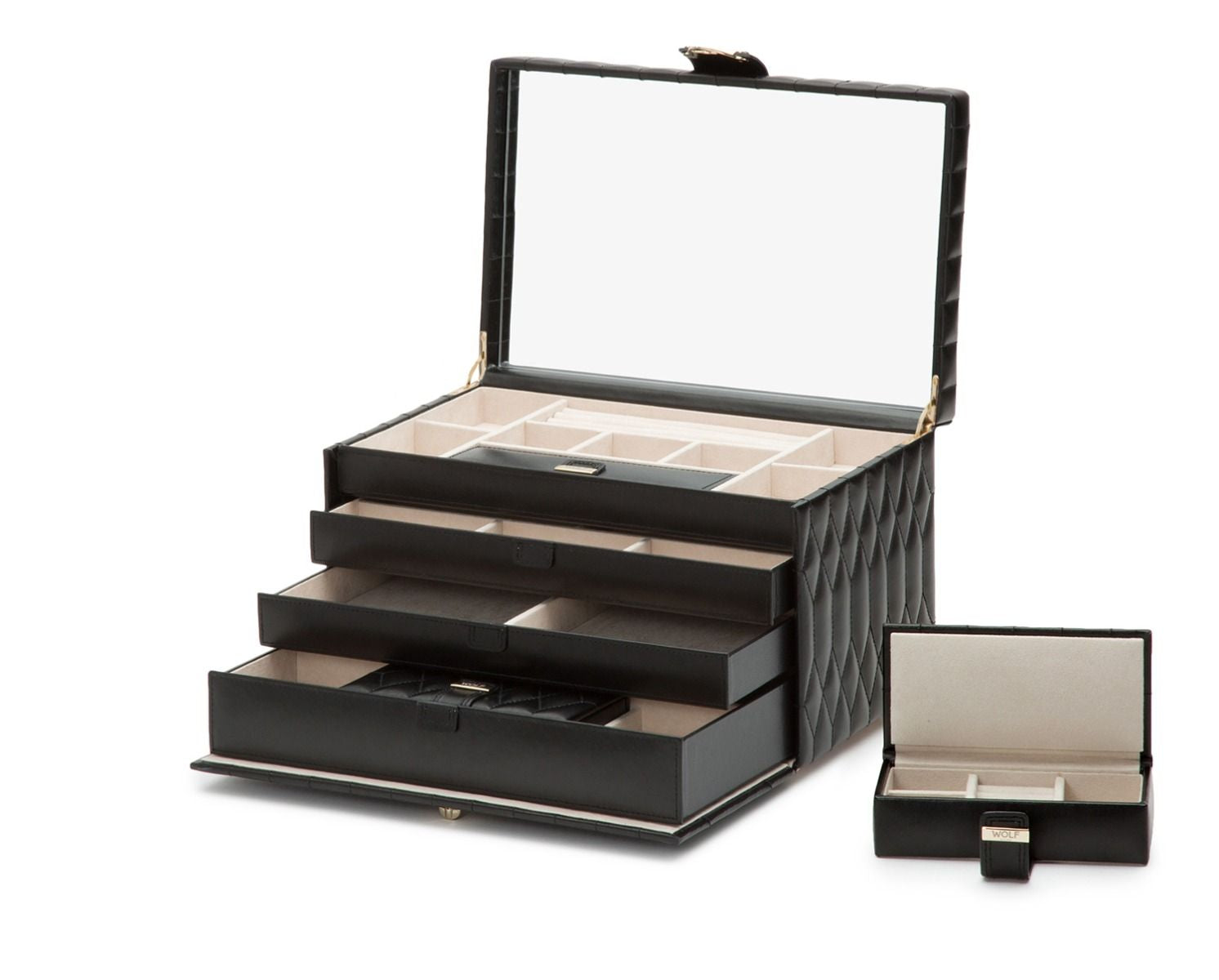 Wolf Caroline Black Large Jewelry Case